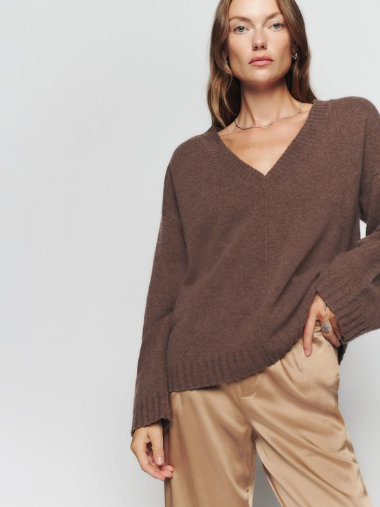 Reformation Sweaters - Elias Regenerative Wool Sweater Small Cocoa